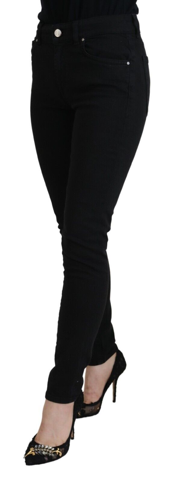 Dolce & Gabbana Black Cotton High Waist Casual Denim Jeans by Dolce & Gabbana