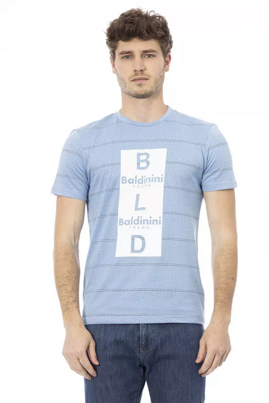 T-shirt homme en coton bleu clair Baldinini Trend