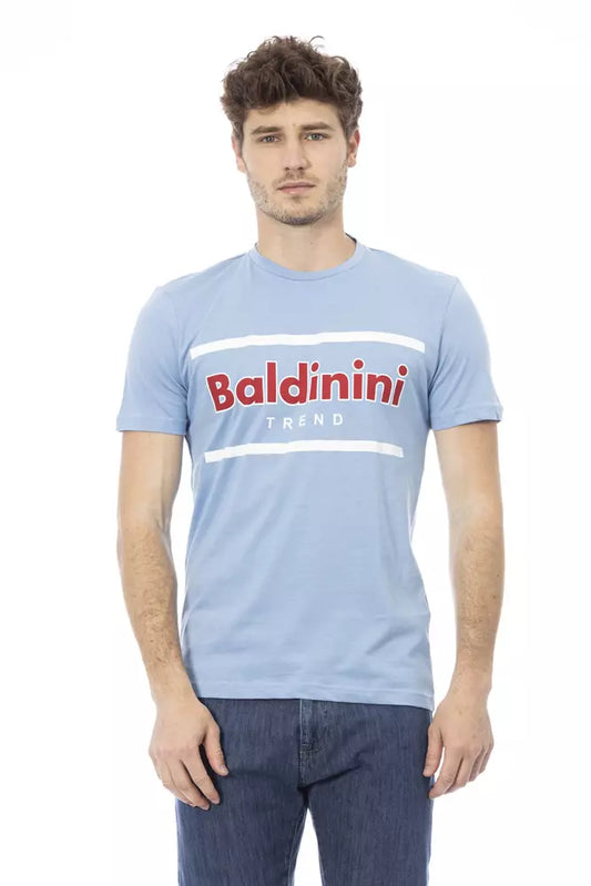 T-shirt homme en coton bleu clair Baldinini Trend