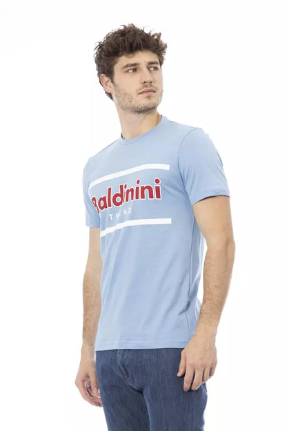 T-shirt homme en coton bleu clair Baldinini Trend