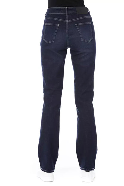 Baldinini Trend Blue Cotton Women Jeans with Tricolor Pocket Detail by Baldinini Trend