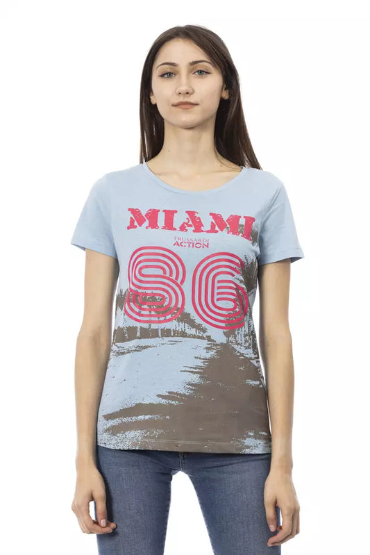 T-shirt Trussardi Action en coton bleu clair pour femme