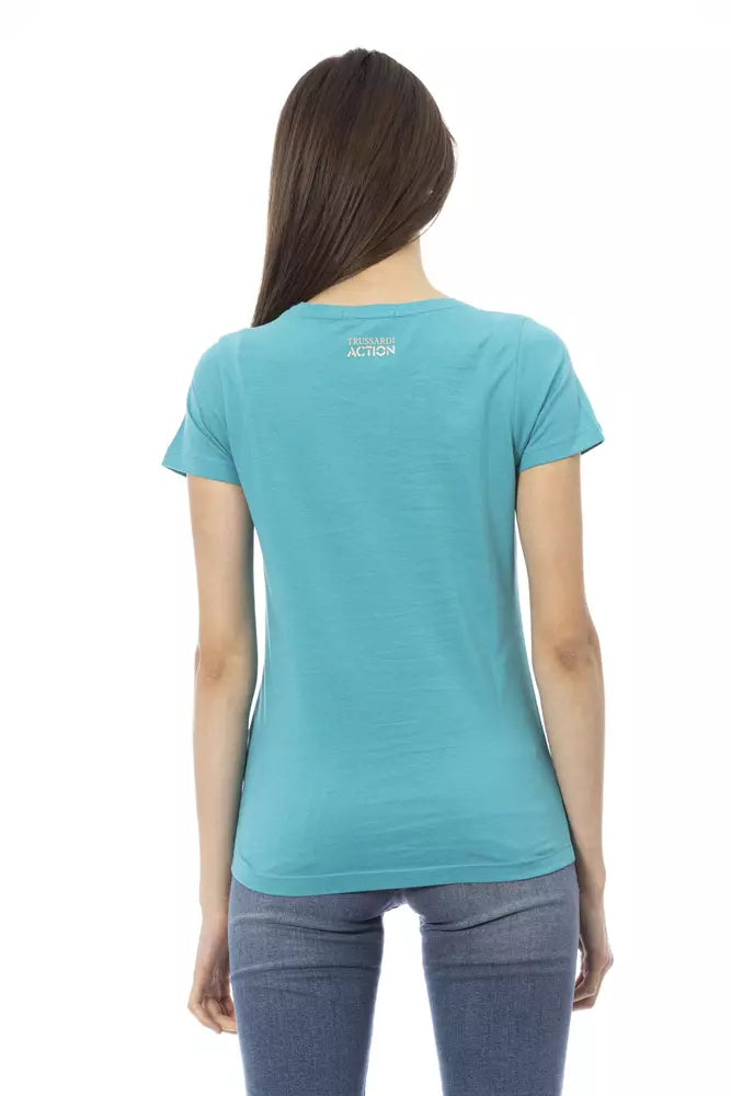T-shirt Trussardi Action en coton bleu clair pour femme
