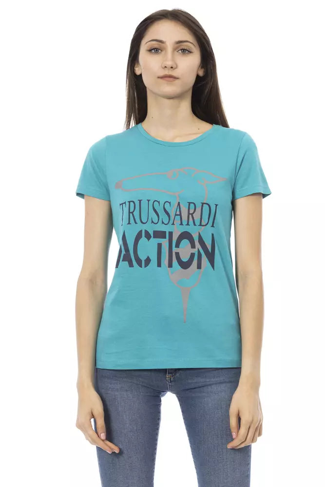 T-shirt Trussardi Action en coton bleu clair pour femme
