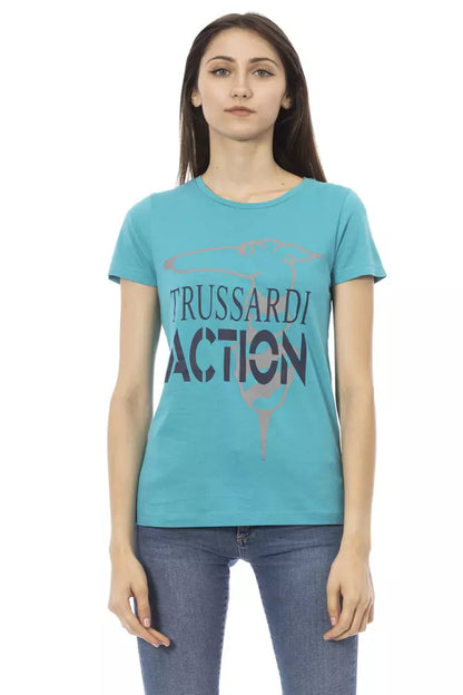 T-shirt Trussardi Action en coton bleu clair pour femme