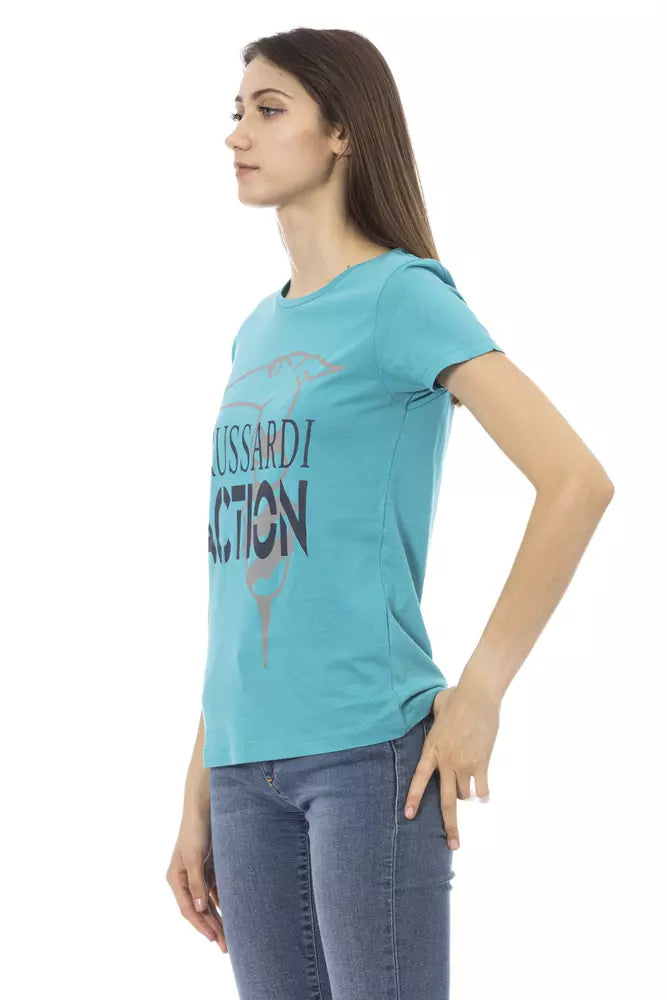 T-shirt Trussardi Action en coton bleu clair pour femme