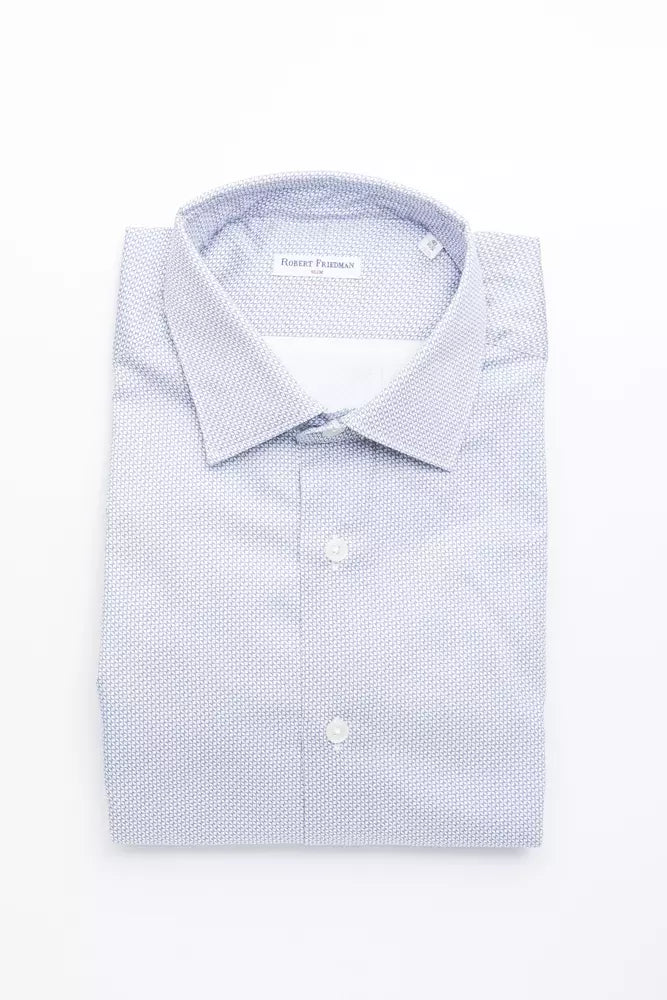 Robert Friedman Light Blue Cotton Men Shirt by Robert Friedman
