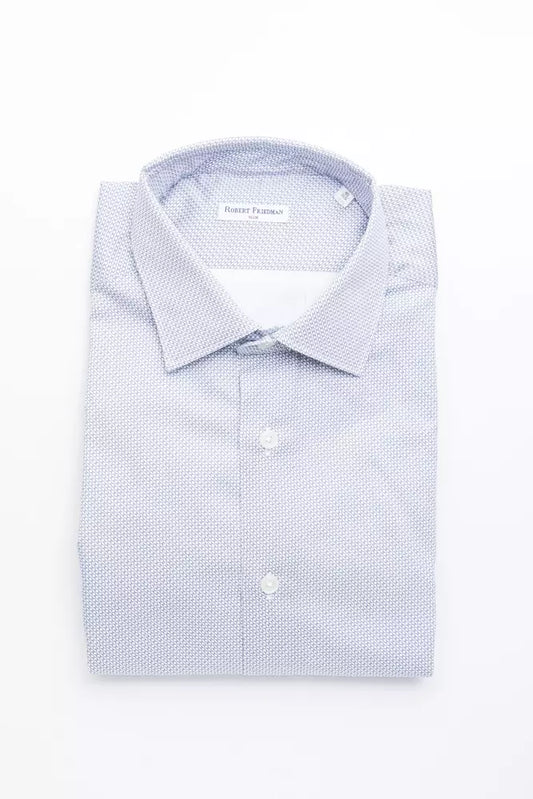 Robert Friedman Light Blue Cotton Men Shirt by Robert Friedman
