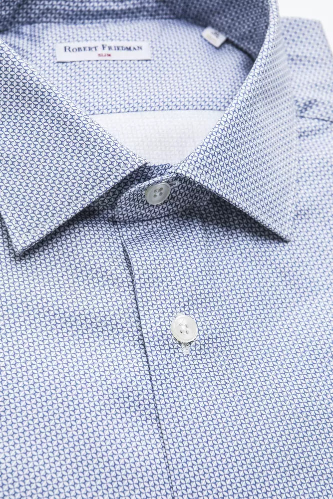 Robert Friedman Light Blue Cotton Men Shirt by Robert Friedman