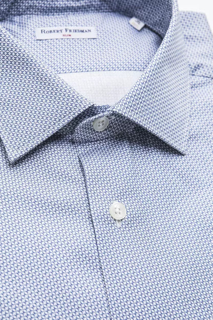 Robert Friedman Light Blue Cotton Men Shirt by Robert Friedman
