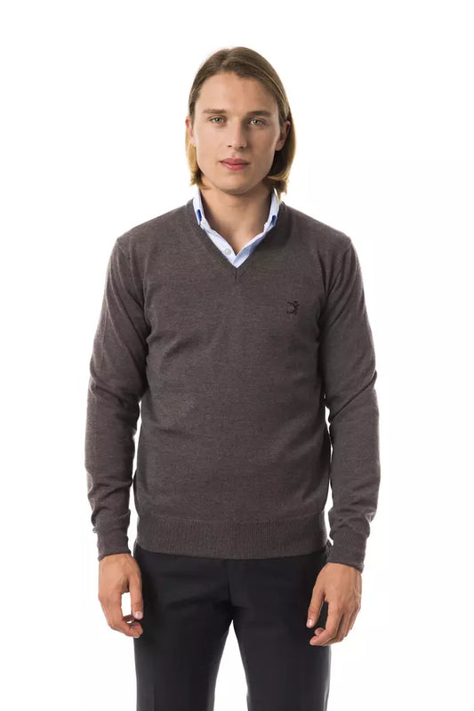Uominitaliani Pull homme en laine mérinos gris