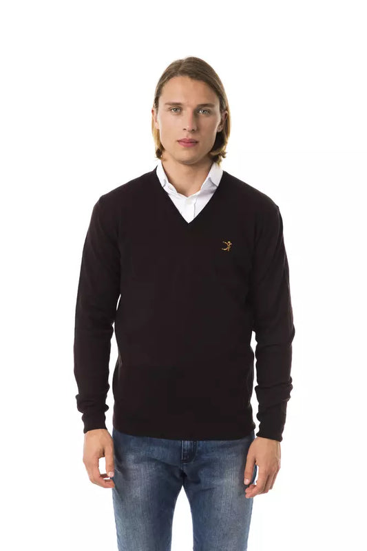 Uominitaliani Pull homme en laine mérinos marron