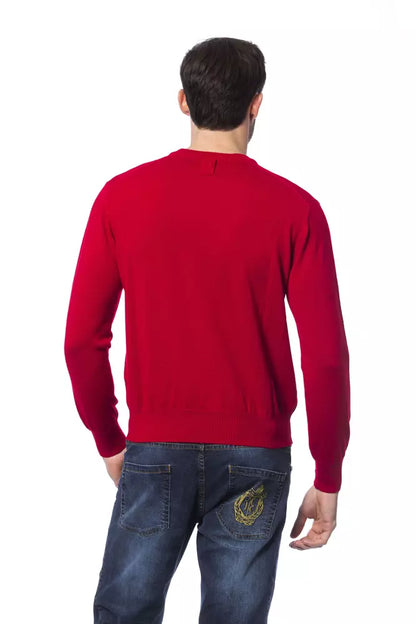 Pull homme en laine mérinos rouge de la maison italienne Billionaire Couture