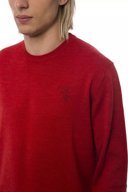 Pull homme en laine mérinos rouge de la maison italienne Billionaire Couture