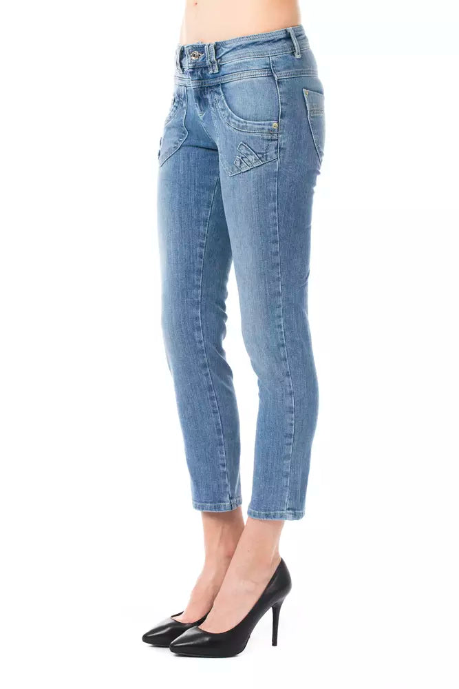Ungaro Fever Light Blue Cotton Women Capri Jean by Ungaro Fever
