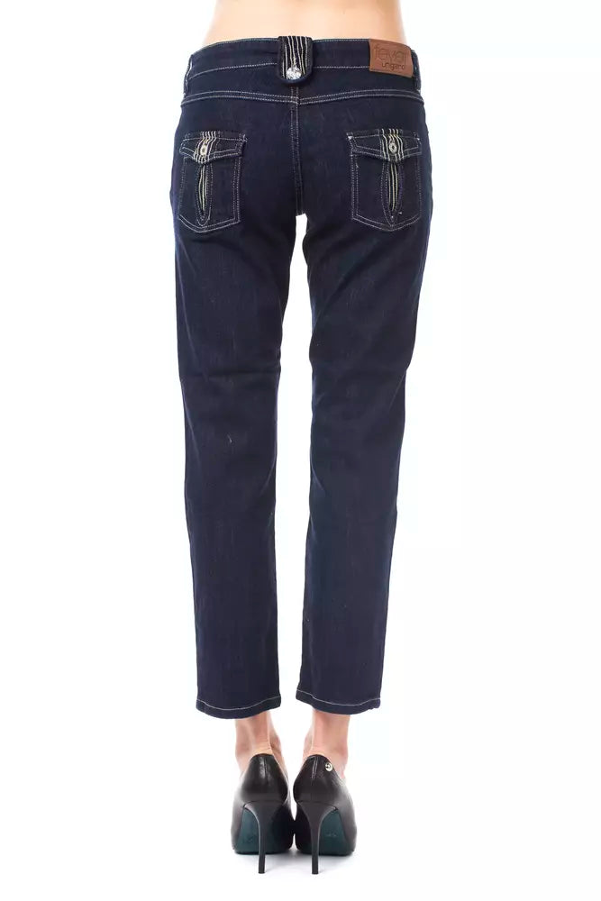 Ungaro Fever Blue Cotton Women Capri Jean by Ungaro Fever