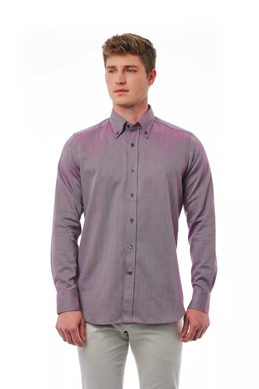 Bagutta Burgundy Cotton Men Shirt by Bagutta