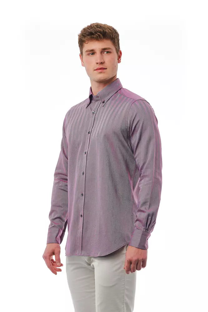 Bagutta Burgundy Cotton Men Shirt by Bagutta
