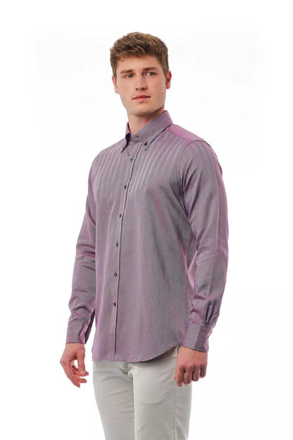 Bagutta Burgundy Cotton Men Shirt by Bagutta