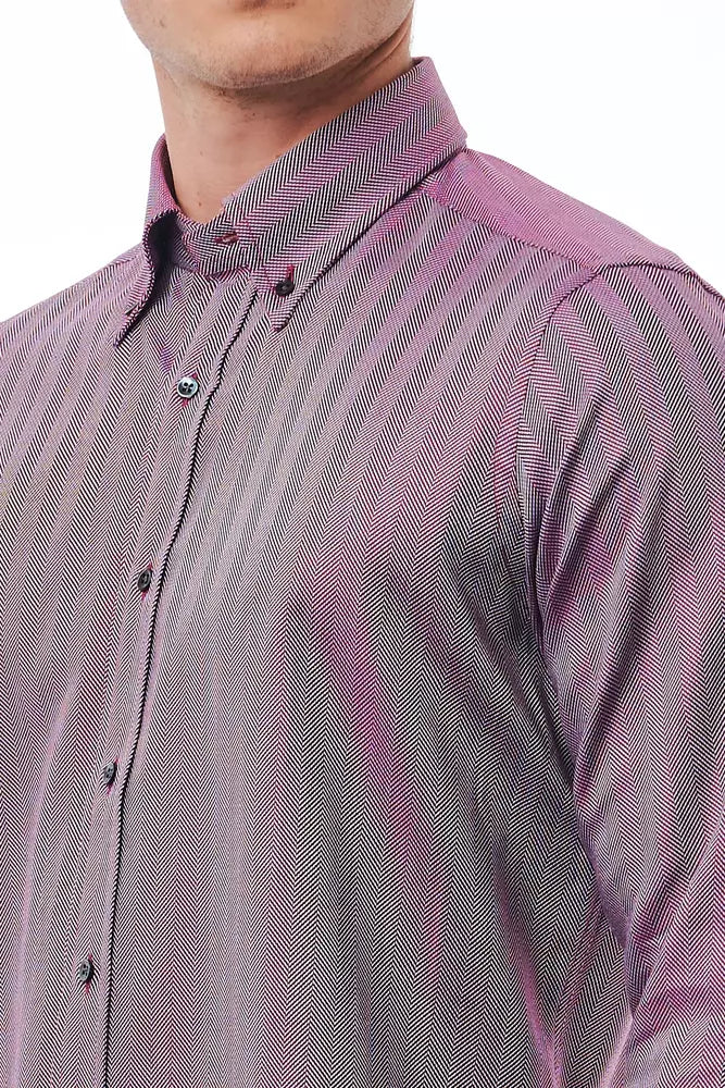 Bagutta Burgundy Cotton Men Shirt by Bagutta