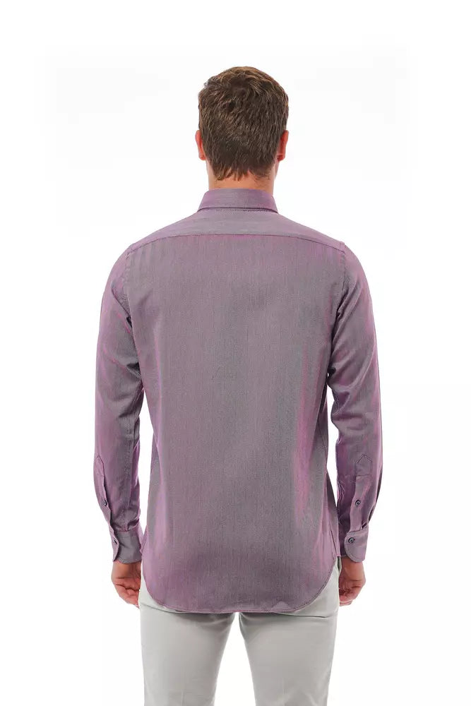 Bagutta Burgundy Cotton Men Shirt by Bagutta