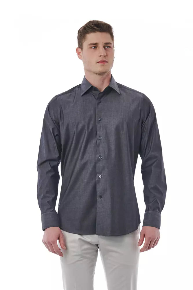 Bagutta Gray Cotton Men Shirt by Bagutta