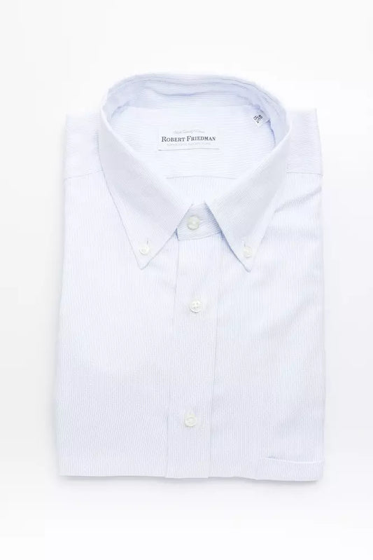 Robert Friedman Light Blue Cotton Men Shirt by Robert Friedman