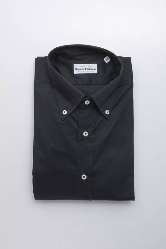 Robert Friedman Black Cotton Men Shirt by Robert Friedman