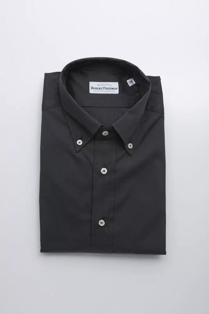 Robert Friedman Gray Cotton Men Shirt by Robert Friedman