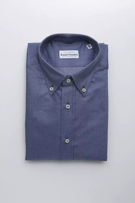 Robert Friedman Blue Cotton Men Shirt by Robert Friedman