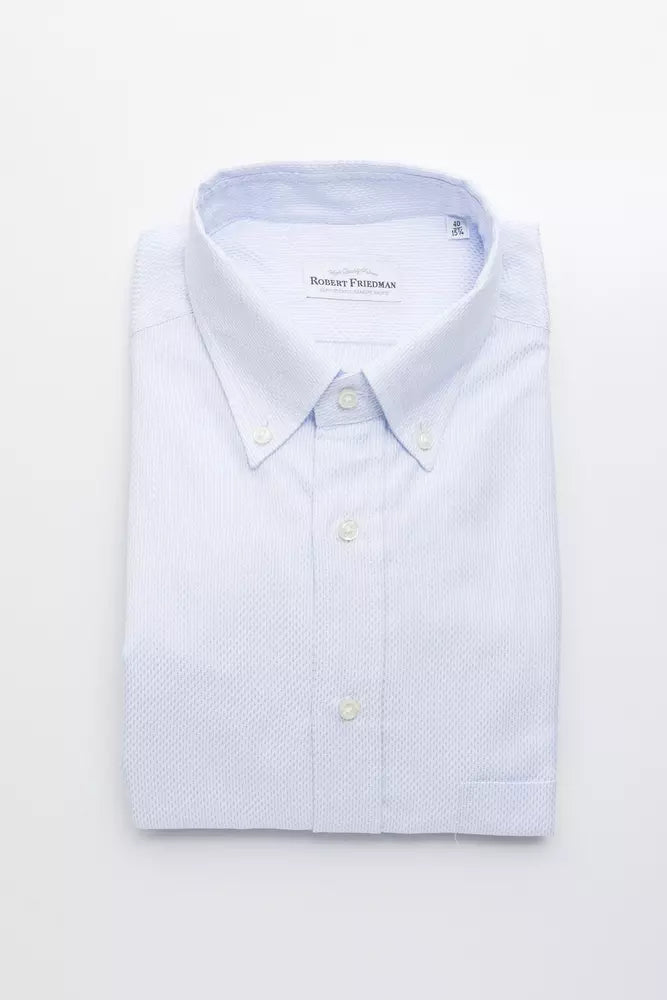 Robert Friedman Light Blue Cotton Men Shirt by Robert Friedman