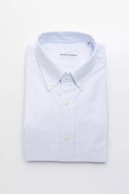 Robert Friedman Light Blue Cotton Men Shirt by Robert Friedman
