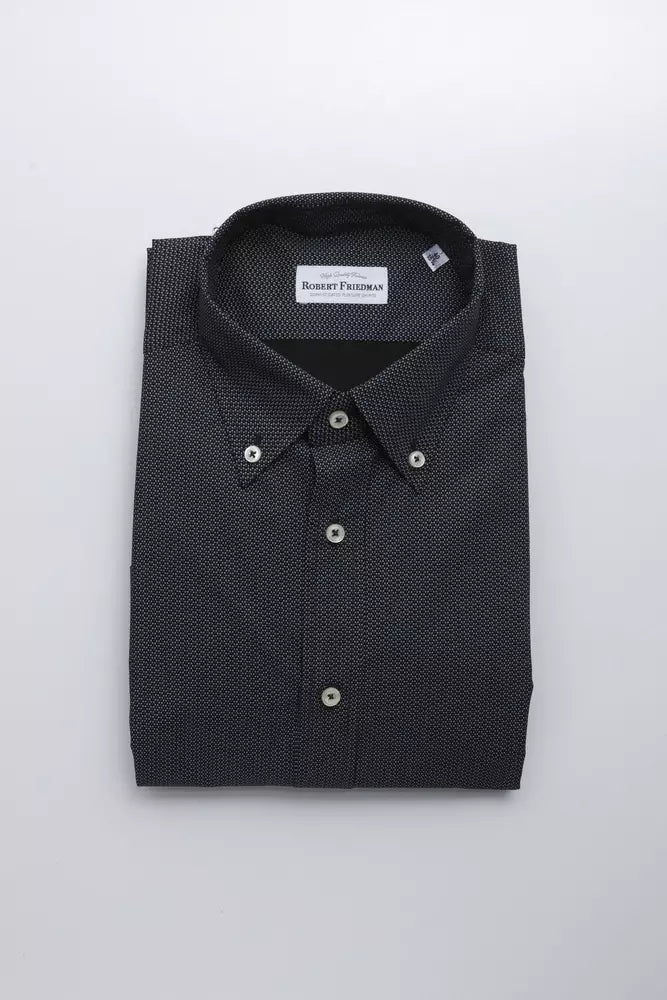 Robert Friedman Black Cotton Men's Shirt by Robert Friedman