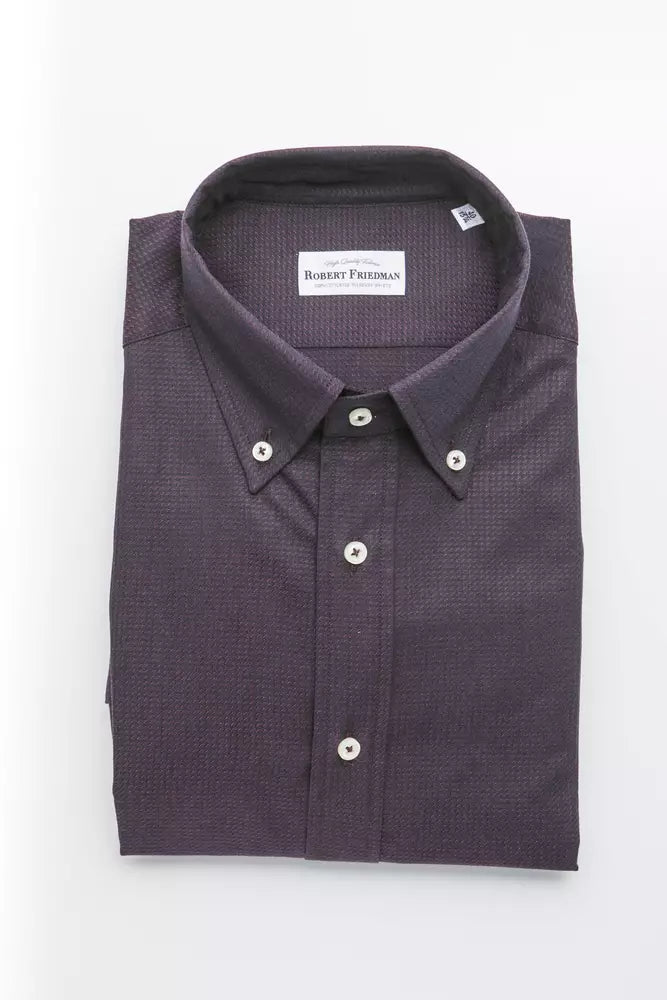 Robert Friedman Black Cotton Men Shirt by Robert Friedman
