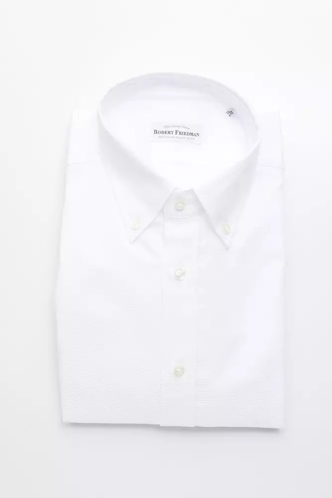 Robert Friedman White Cotton Men Shirt by Robert Friedman