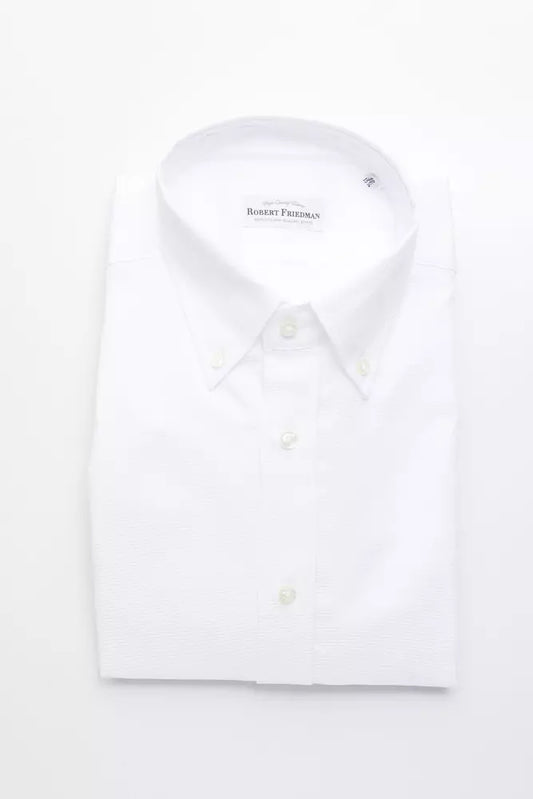 Robert Friedman White Cotton Men Shirt by Robert Friedman