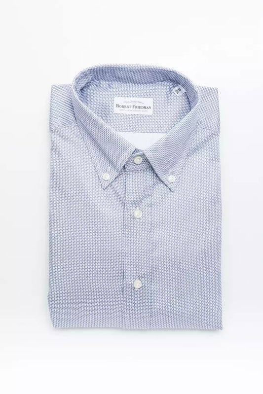 Robert Friedman Light Blue Cotton Men Shirt by Robert Friedman