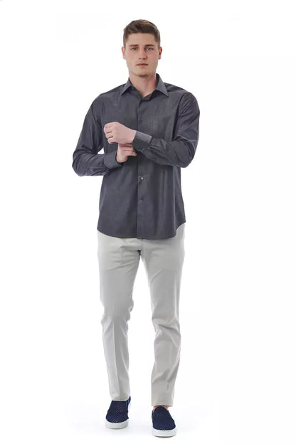 Bagutta Gray Cotton Men Shirt by Bagutta