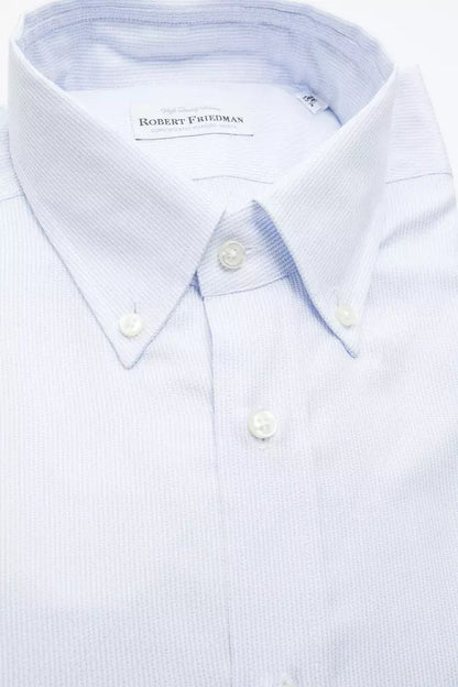 Robert Friedman Light Blue Cotton Men Shirt by Robert Friedman
