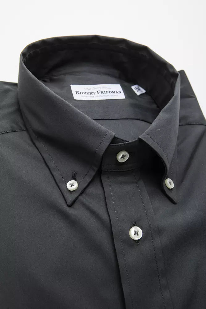 Robert Friedman Gray Cotton Men Shirt by Robert Friedman