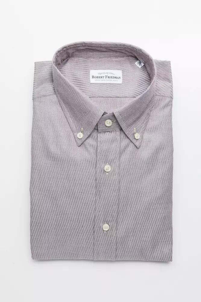 Robert Friedman Beige Cotton Men's Shirt by Robert Friedman