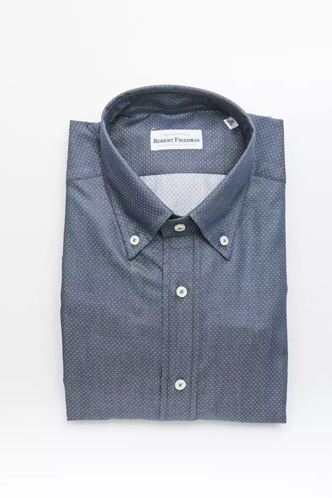 Robert Friedman Blue Cotton Men Shirt by Robert Friedman