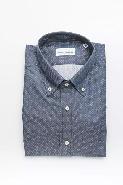 Robert Friedman Blue Cotton Men Shirt by Robert Friedman