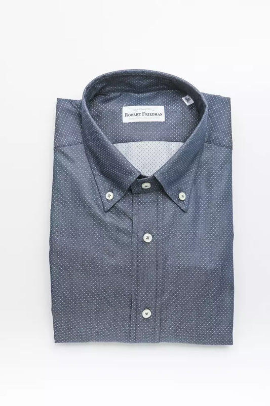 Robert Friedman Blue Cotton Men Shirt by Robert Friedman