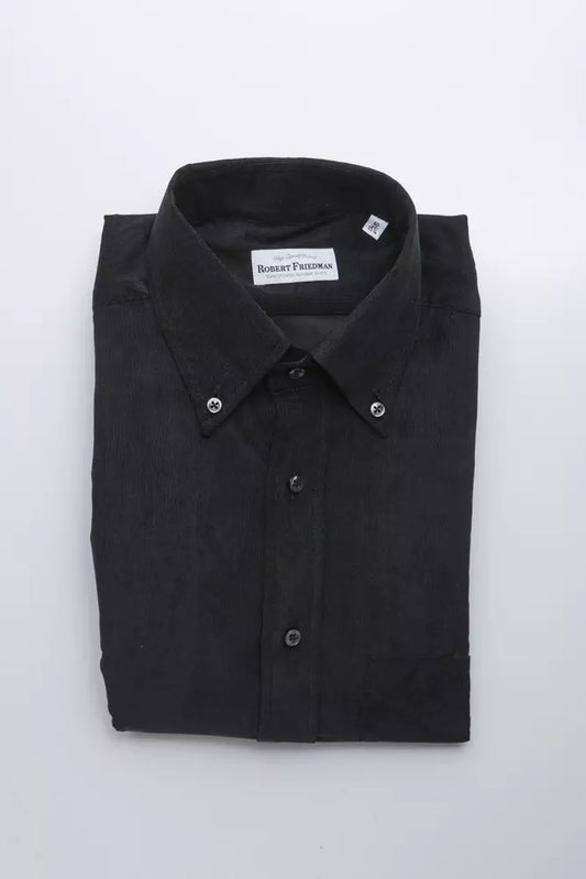 Robert Friedman Black Cotton Men's Shirt by Robert Friedman