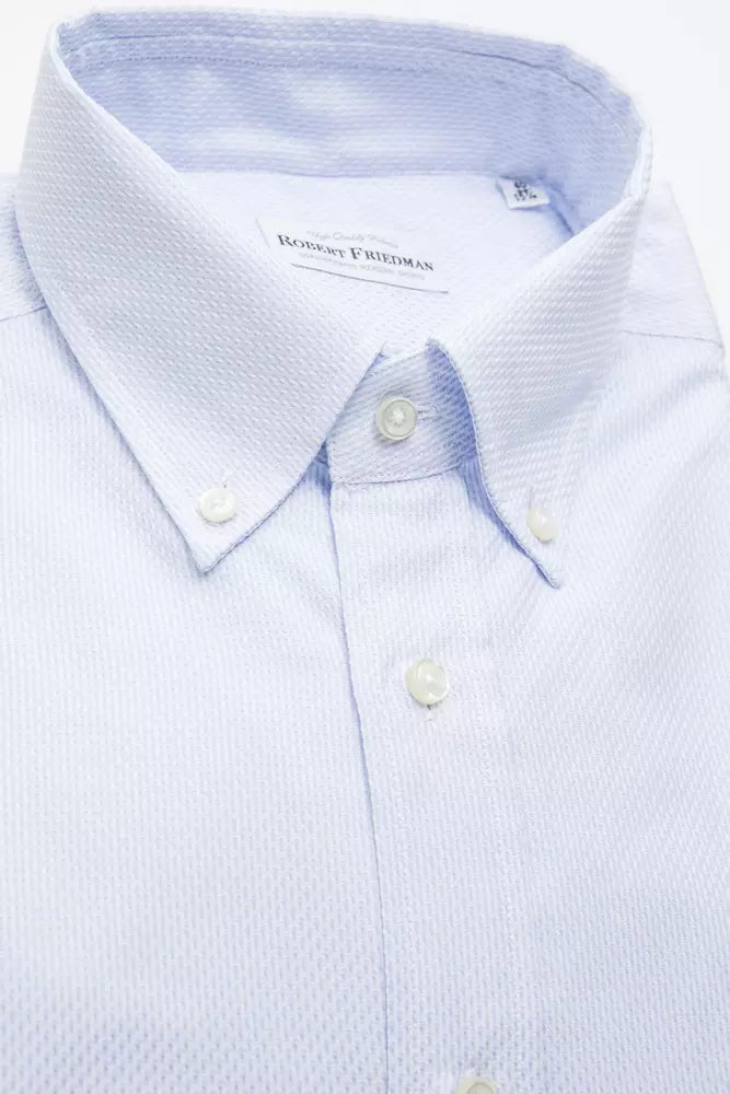Robert Friedman Light Blue Cotton Men Shirt by Robert Friedman