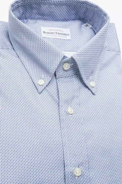Robert Friedman Light Blue Cotton Men Shirt by Robert Friedman