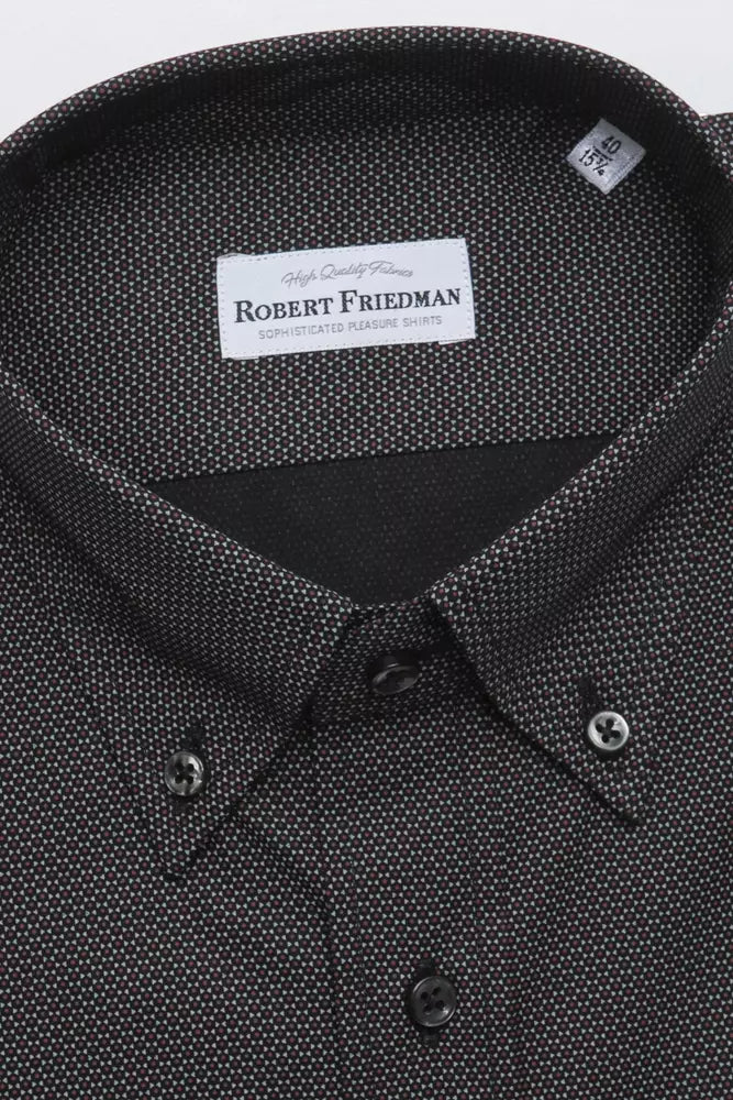Robert Friedman Black Cotton Men's Shirt by Robert Friedman