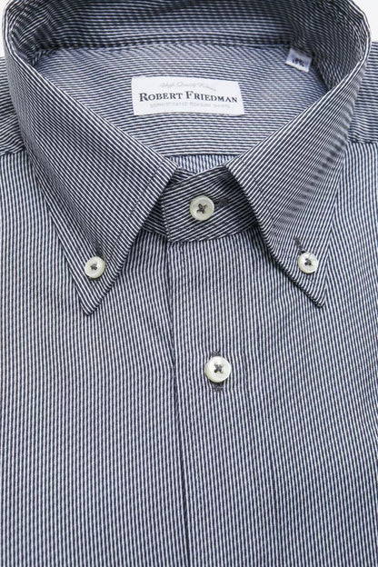 Robert Friedman Blue Cotton Men's Shirt by Robert Friedman