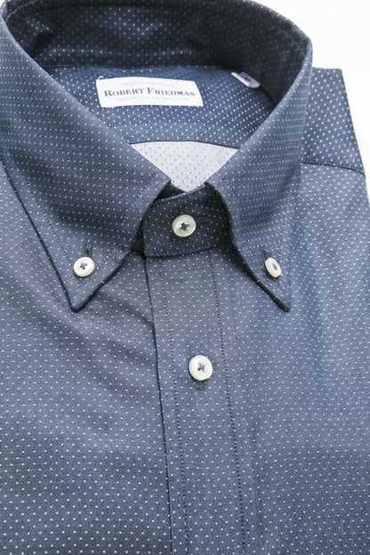 Robert Friedman Blue Cotton Men Shirt by Robert Friedman